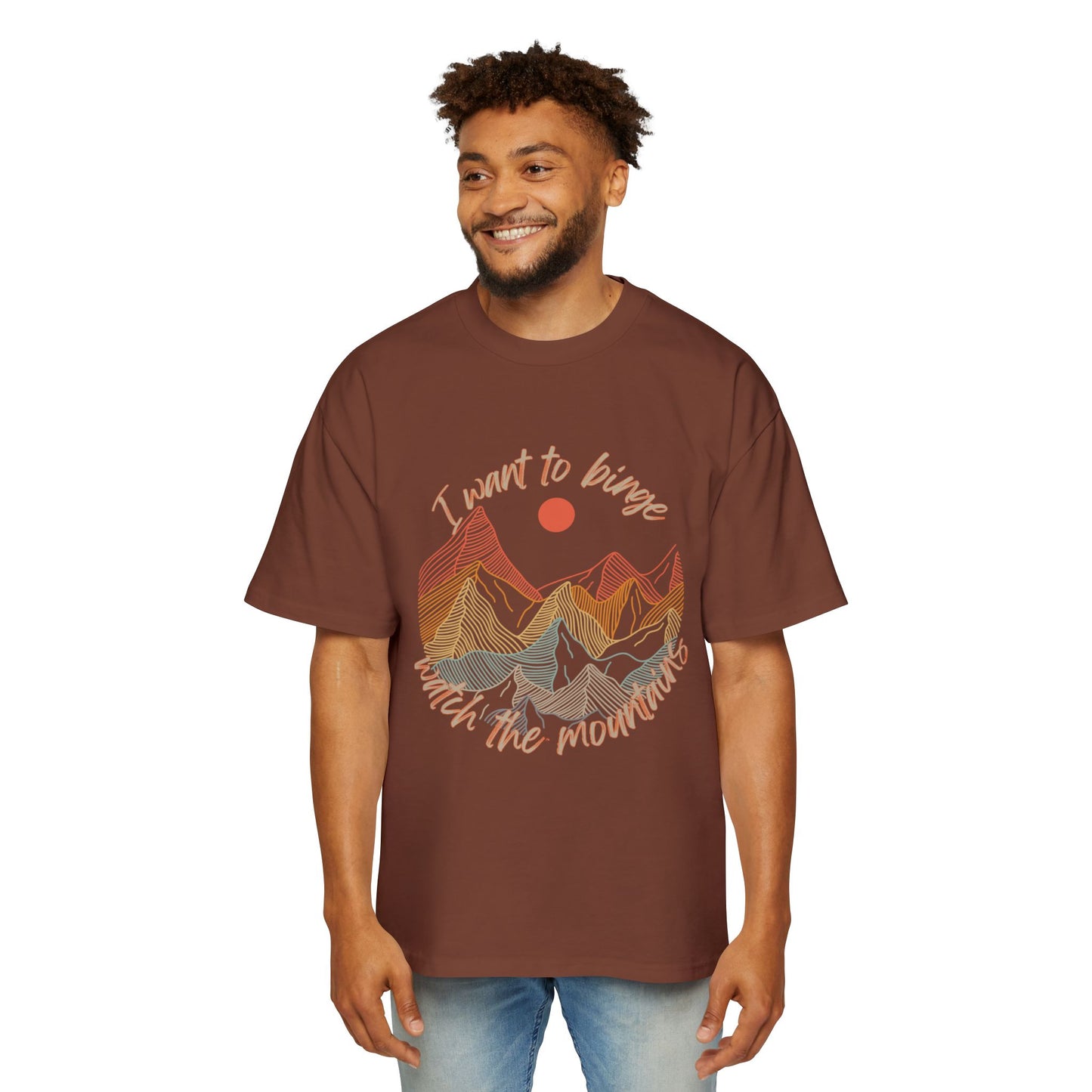 Binge Watch - Mountains - Men's Heavy Oversized Tee