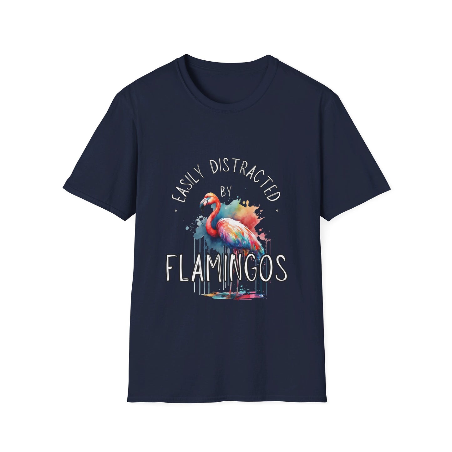 Easily distracted - Flamingos - Unisex Softstyle T-Shirt