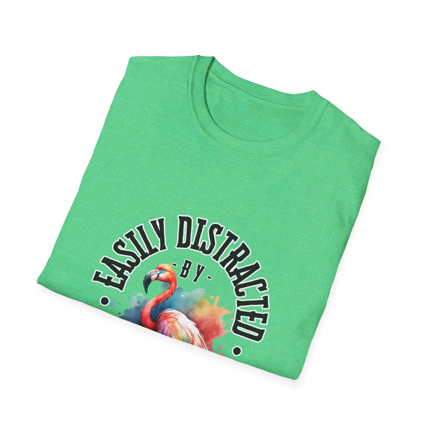 Easily distracted - Flamingos - Unisex Softstyle T-Shirt