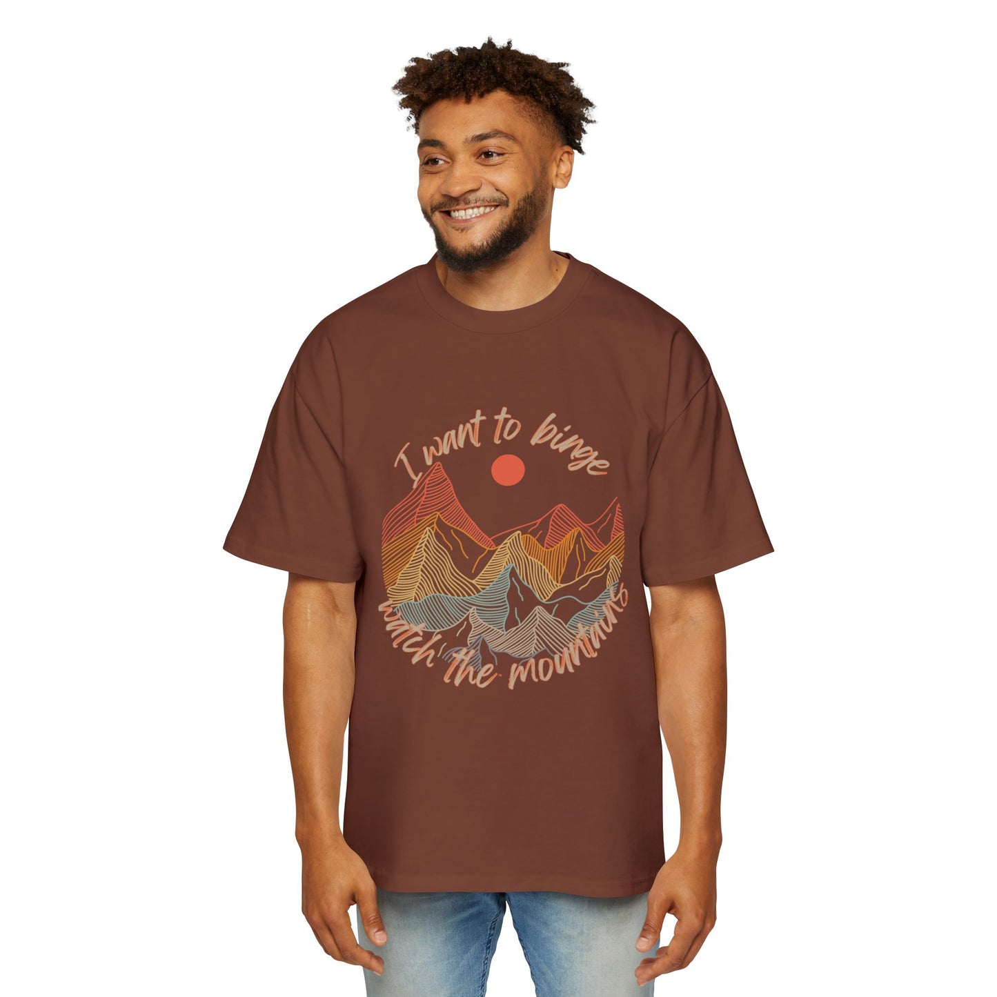 Binge Watch - Mountains - Men's Heavy Oversized Tee