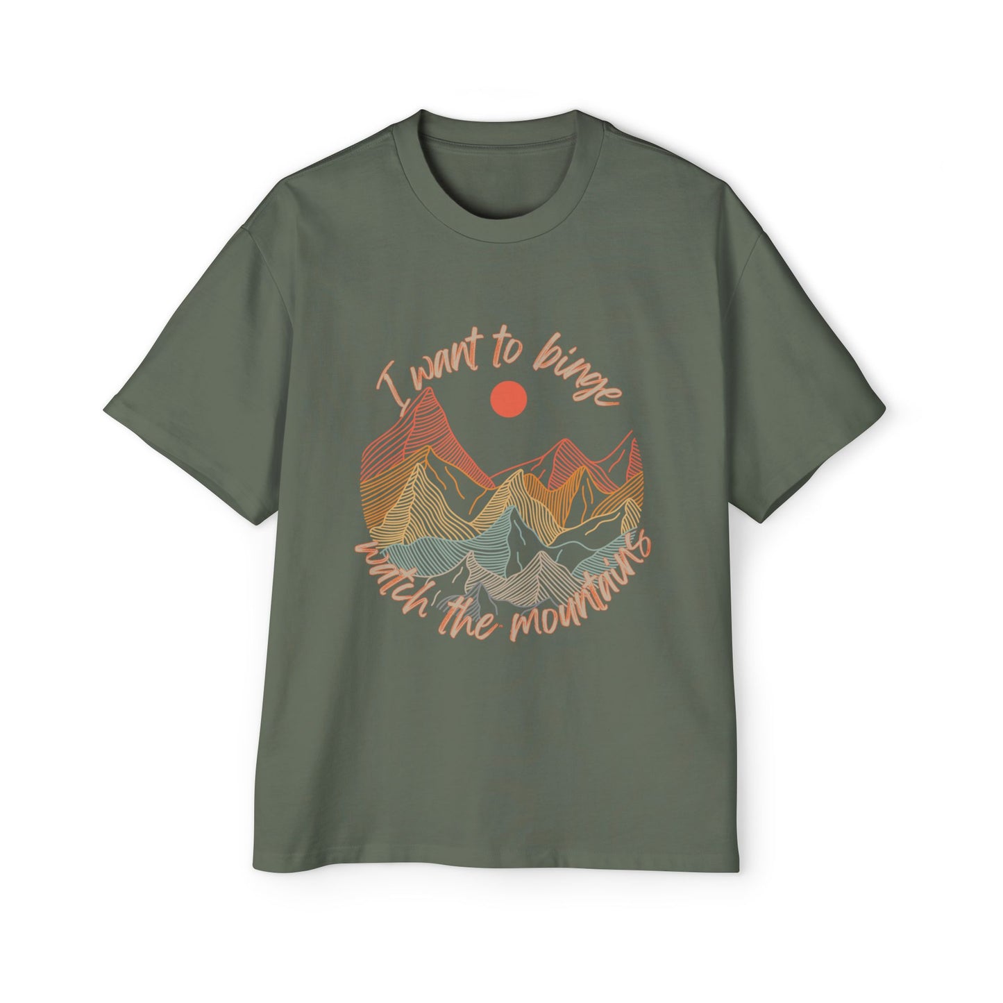 Binge Watch - Mountains - Men's Heavy Oversized Tee