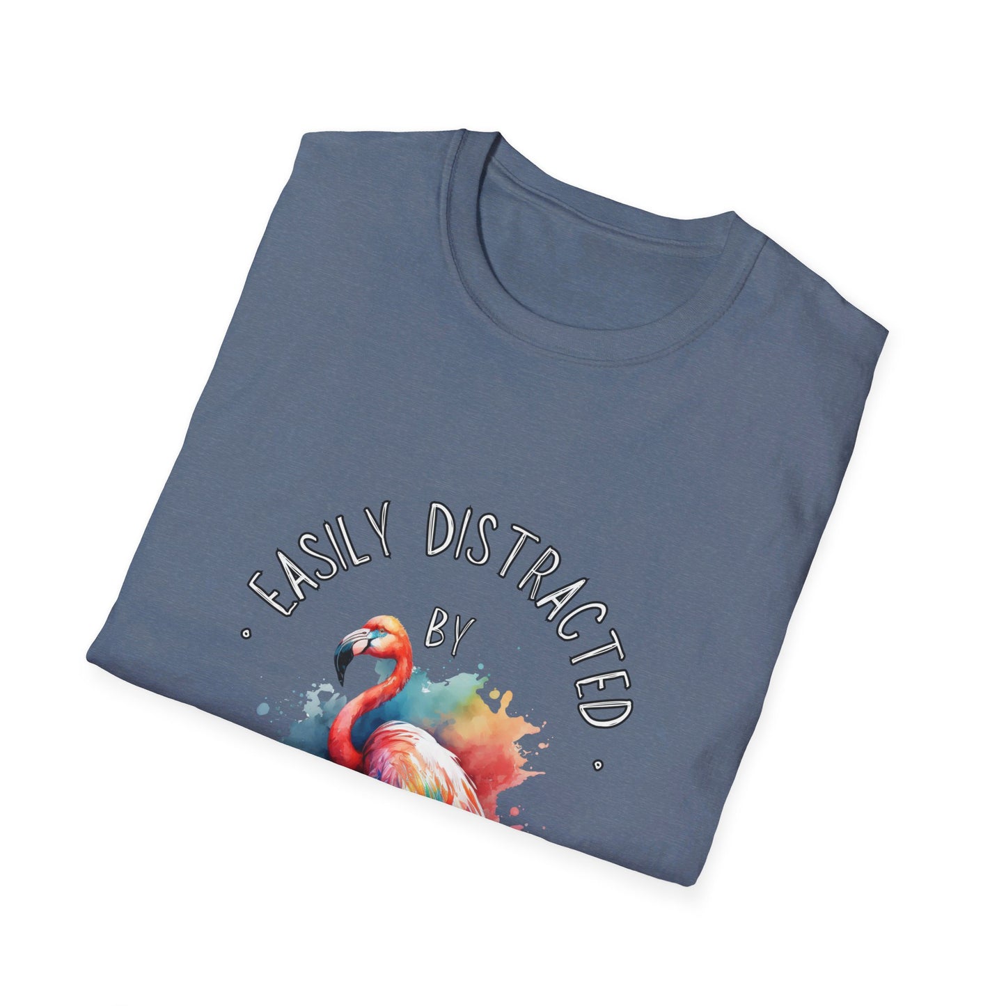 Easily distracted - Flamingos - Unisex Softstyle T-Shirt