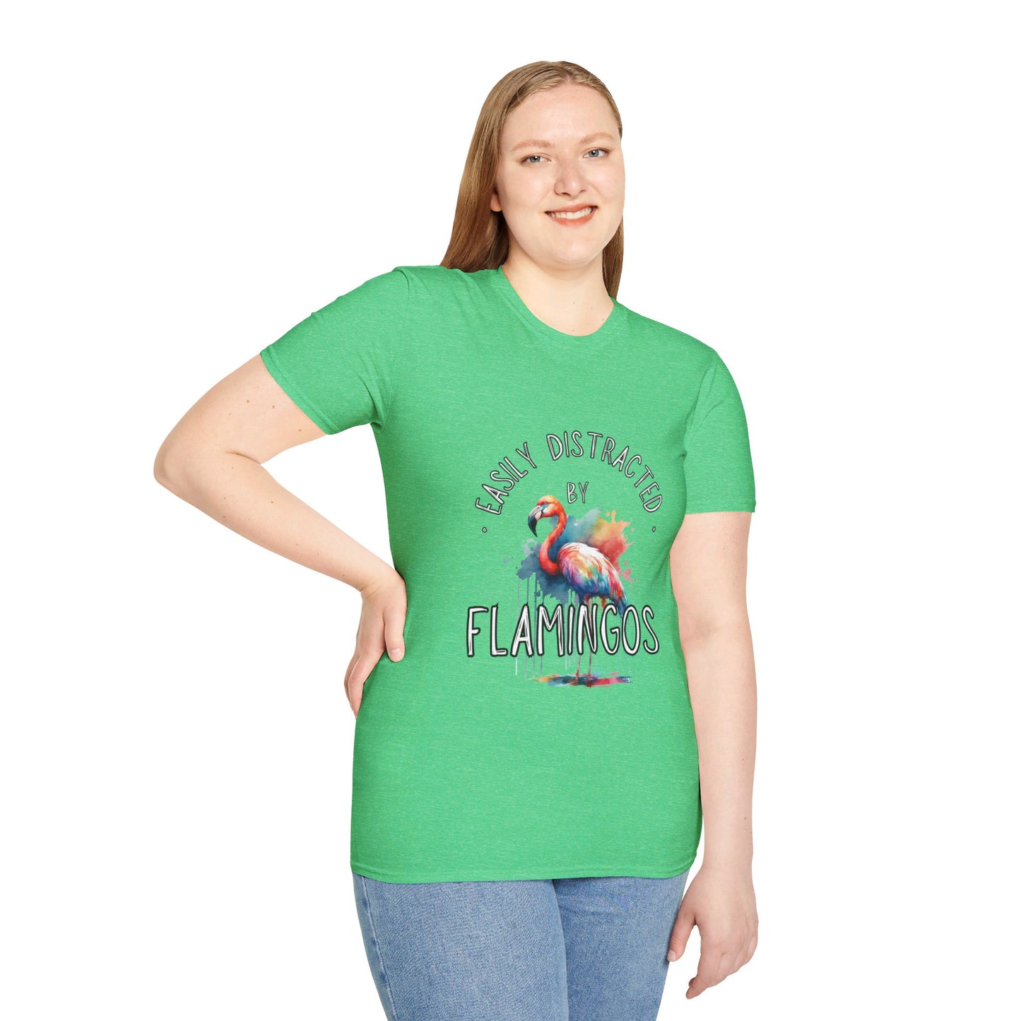 Easily distracted - Flamingos - Unisex Softstyle T-Shirt