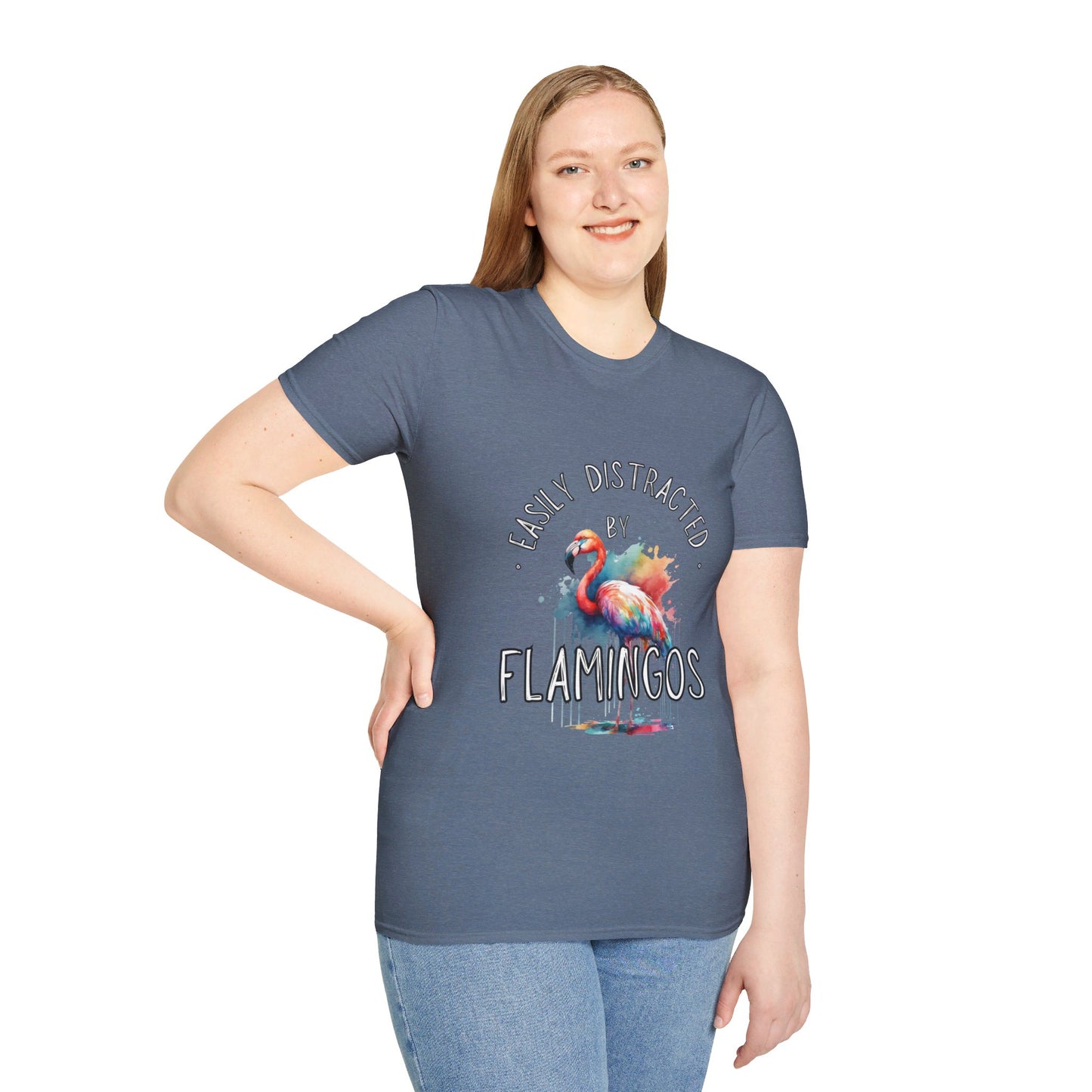 Easily distracted - Flamingos - Unisex Softstyle T-Shirt