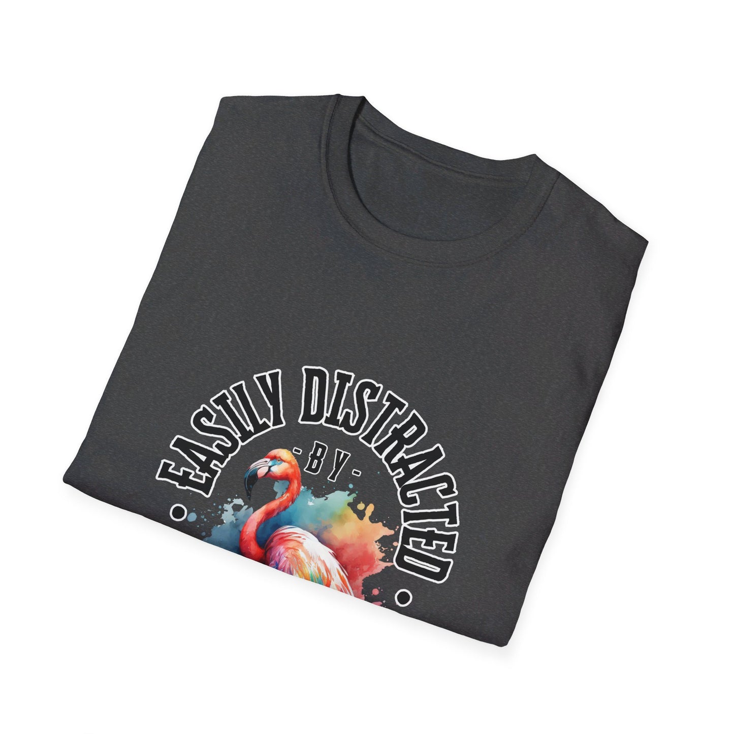 Easily distracted - Flamingos - Unisex Softstyle T-Shirt