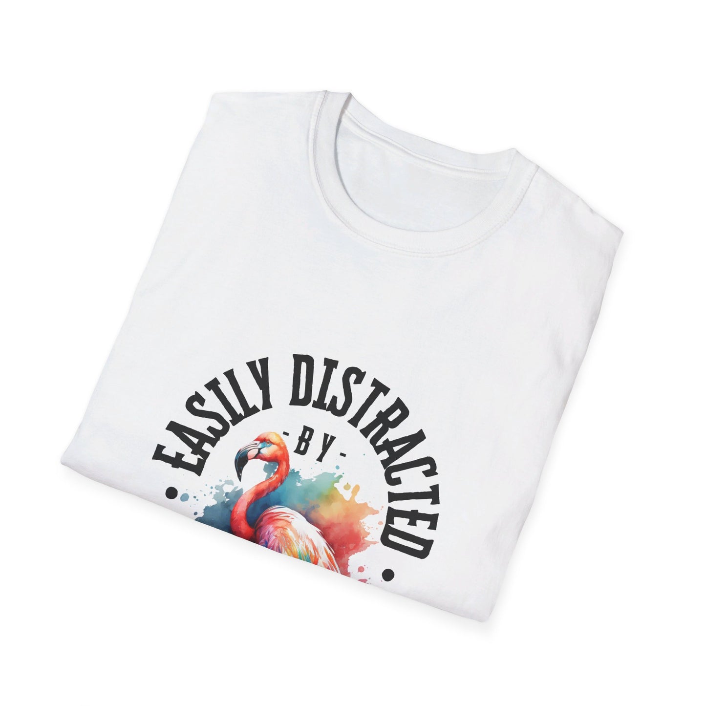 Easily distracted - Flamingos - Unisex Softstyle T-Shirt