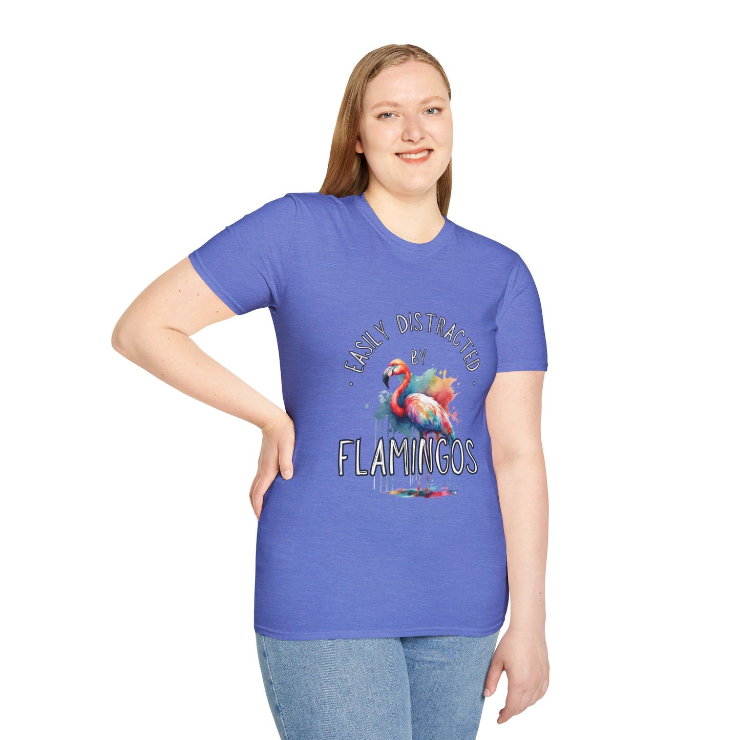 Easily distracted - Flamingos - Unisex Softstyle T-Shirt