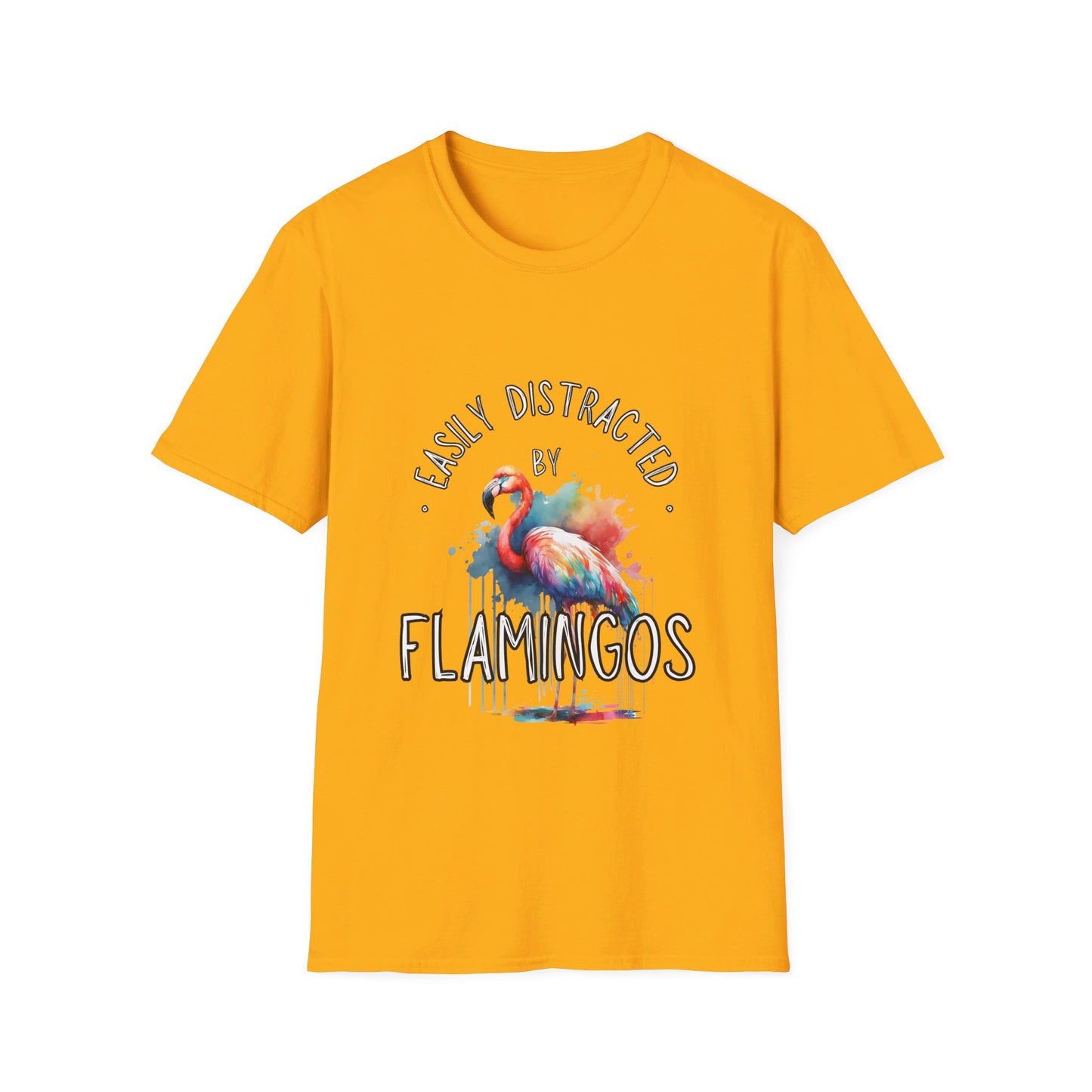 Easily distracted - Flamingos - Unisex Softstyle T-Shirt