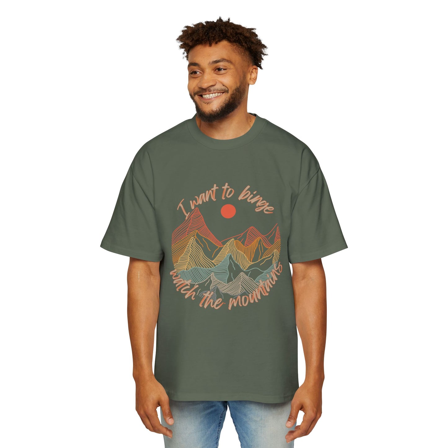 Binge Watch - Mountains - Men's Heavy Oversized Tee