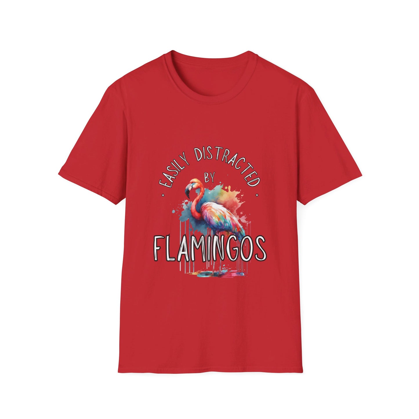 Easily distracted - Flamingos - Unisex Softstyle T-Shirt