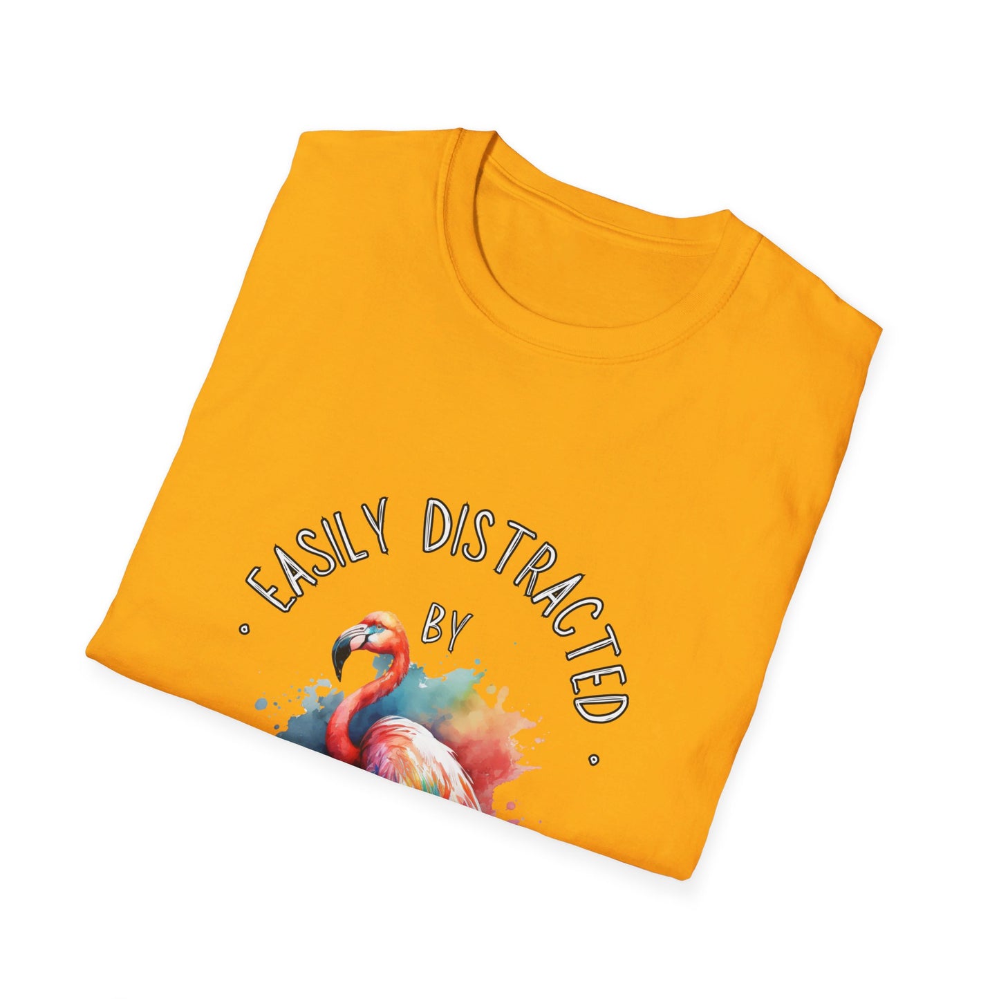 Easily distracted - Flamingos - Unisex Softstyle T-Shirt