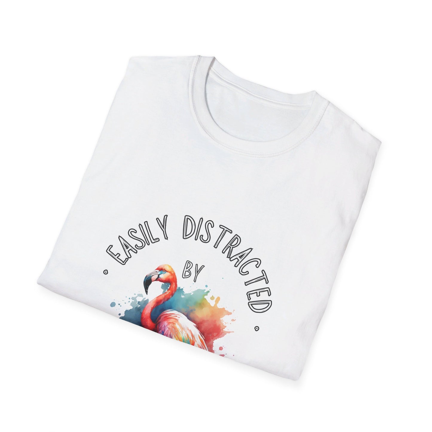 Easily distracted - Flamingos - Unisex Softstyle T-Shirt