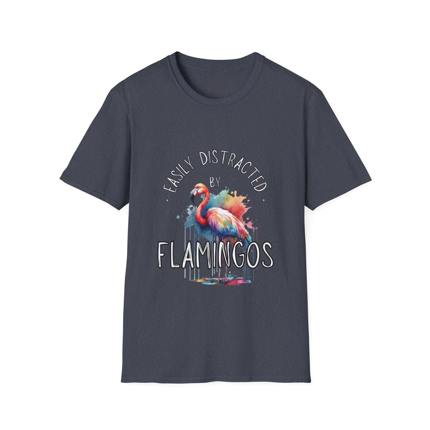 Easily distracted - Flamingos - Unisex Softstyle T-Shirt