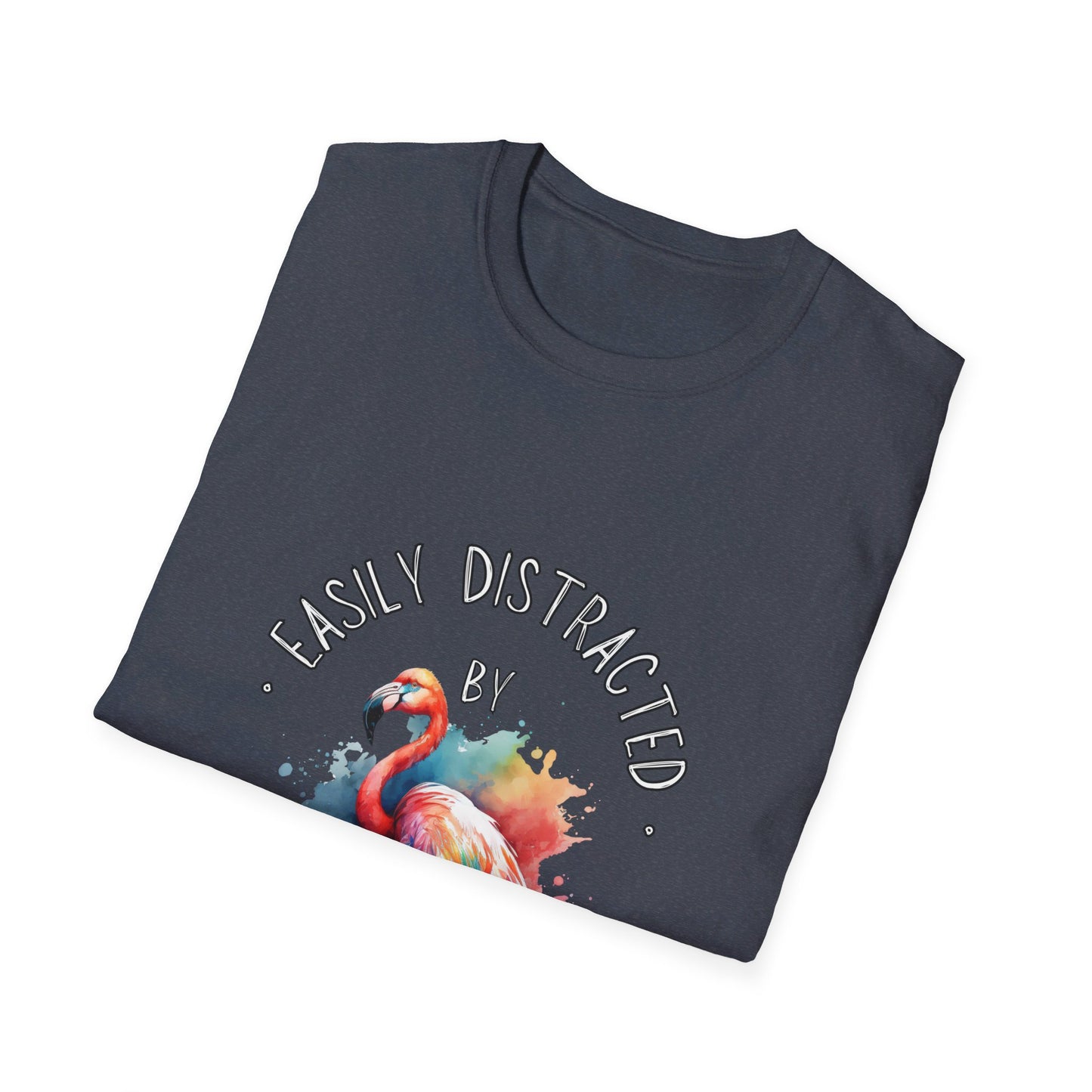 Easily distracted - Flamingos - Unisex Softstyle T-Shirt