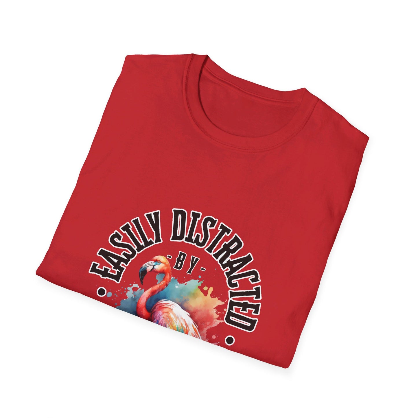 Easily distracted - Flamingos - Unisex Softstyle T-Shirt