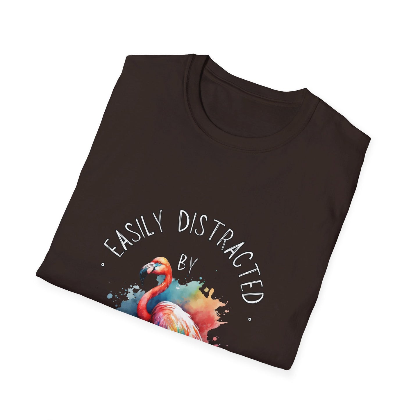 Easily distracted - Flamingos - Unisex Softstyle T-Shirt