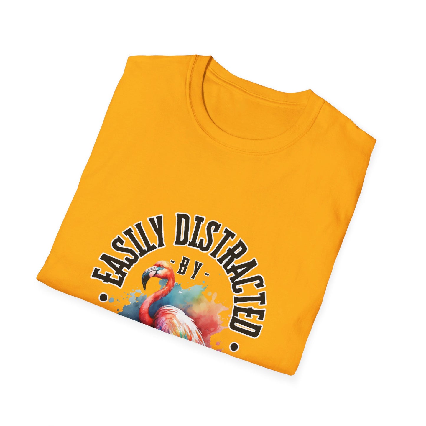 Easily distracted - Flamingos - Unisex Softstyle T-Shirt