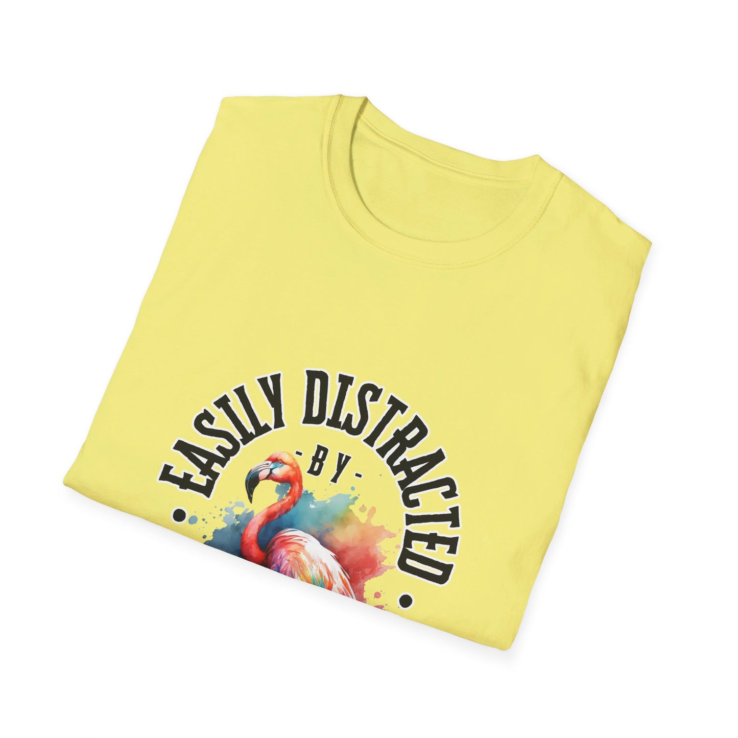 Easily distracted - Flamingos - Unisex Softstyle T-Shirt