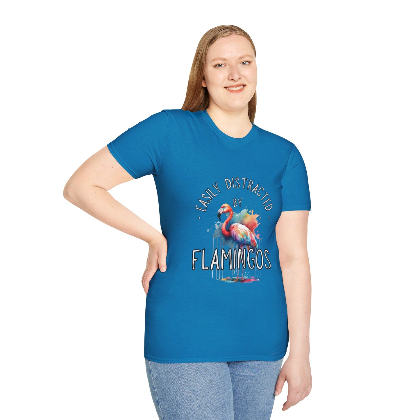 Easily distracted - Flamingos - Unisex Softstyle T-Shirt