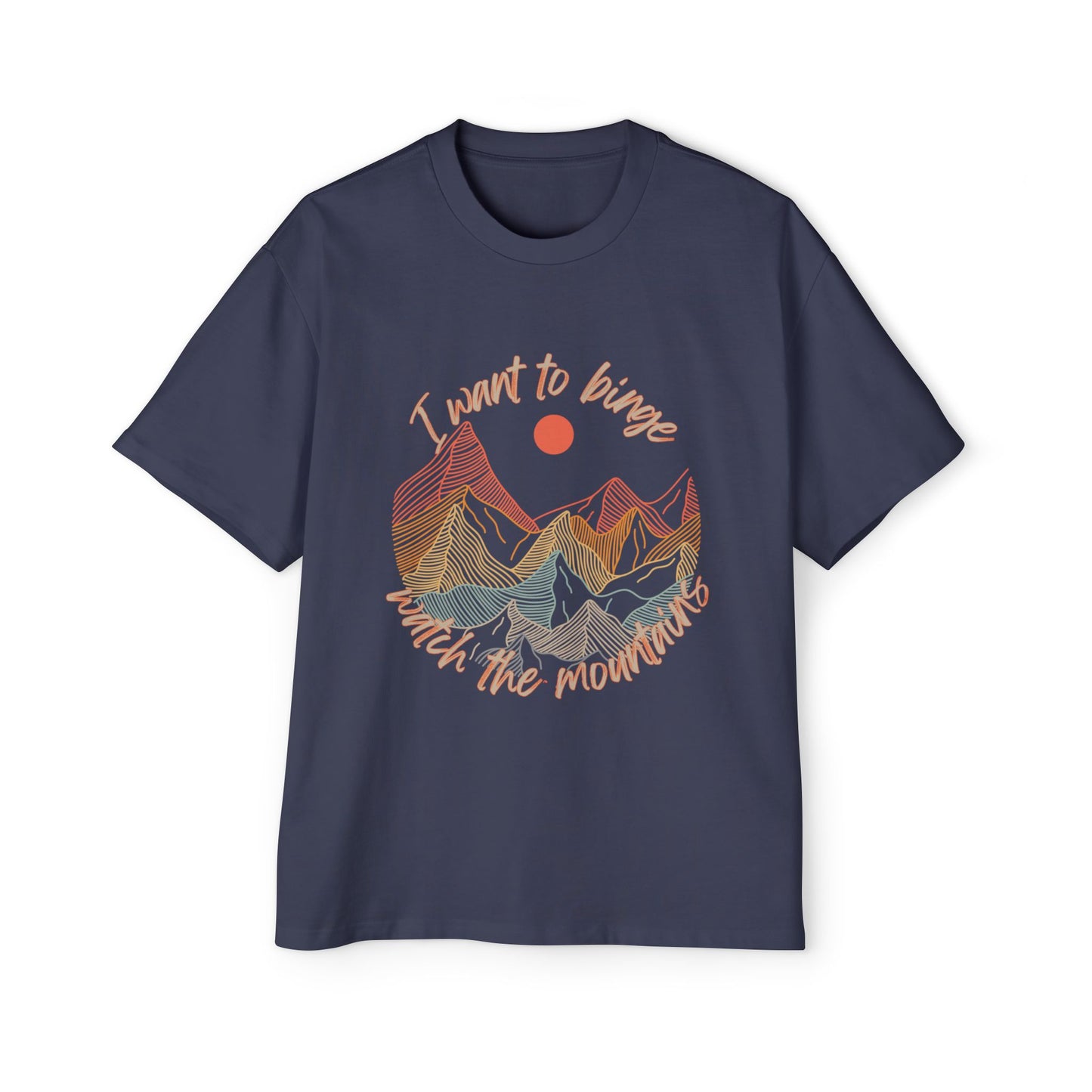 Binge Watch - Mountains - Men's Heavy Oversized Tee