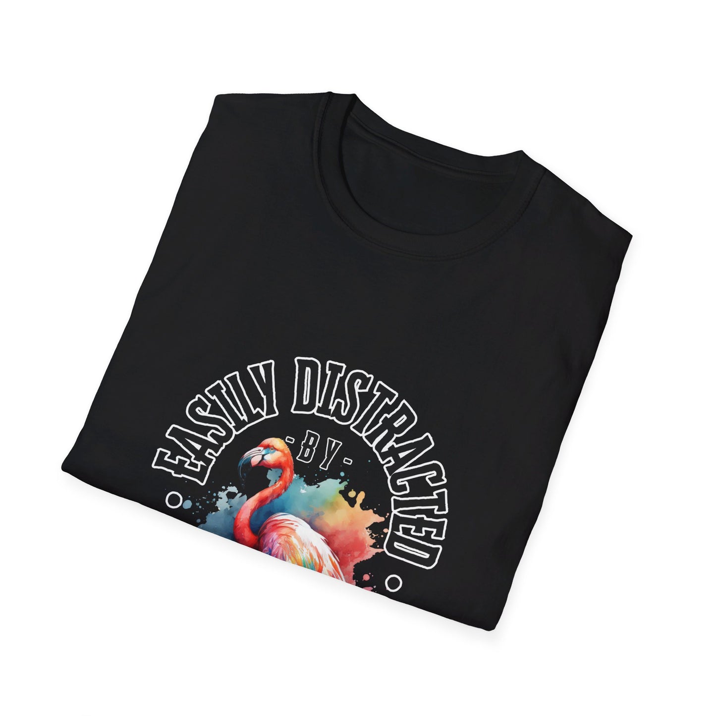 Easily distracted - Flamingos - Unisex Softstyle T-Shirt